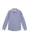 Long Sleeve Cotton Shirt in Slim Fit Blue Striped