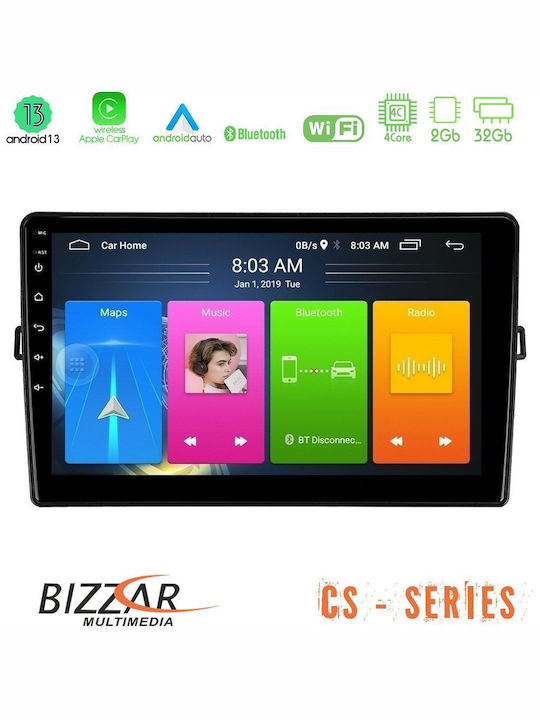 Bizzar Ηχοσύστημα Αυτοκινήτου 2DIN (Bluetooth/USB/WiFi/GPS/Apple-Carplay/Android-Auto) με Οθόνη Αφής 10"