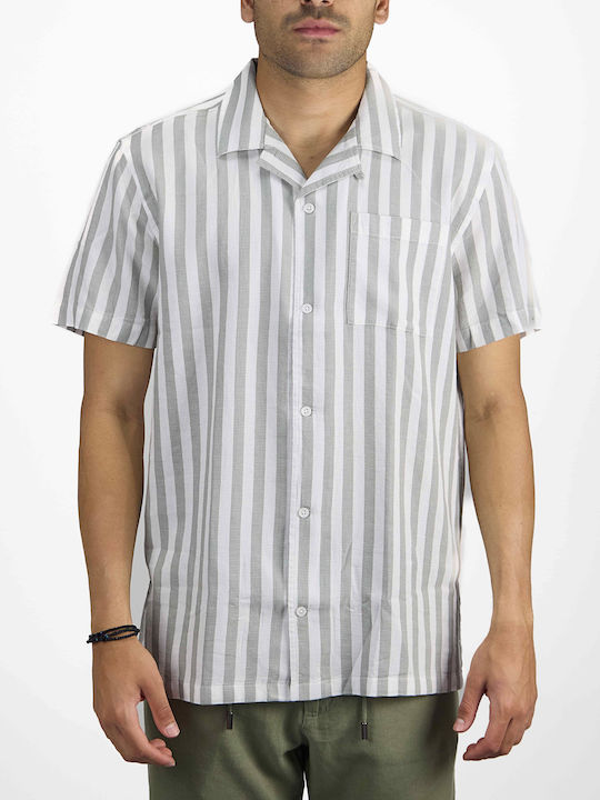 Marcus Men's Shirt Short Sleeve Cotton Striped Grey