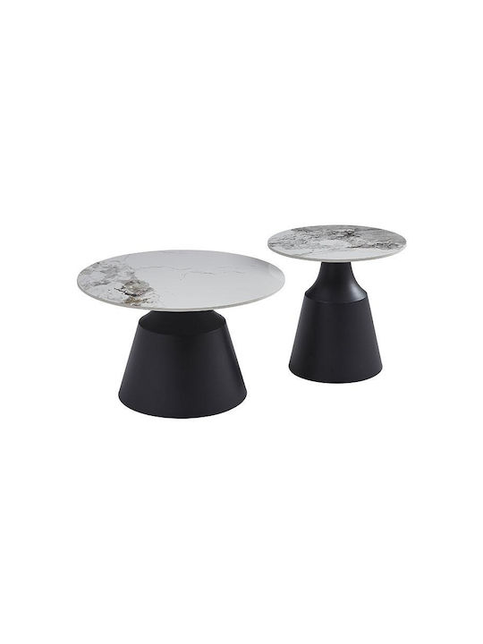 Masa De Cafea Centrală Rotundă 6052 Metalică Albă 2 Buc M70xL70xÎ50cm