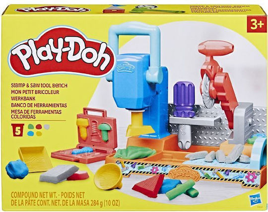 Hasbro Play-Doh Πλαστελίνη - Παιχνίδι Stamp and Saw Tool Bench για 3+ Ετών, 5τμχ