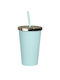 Tpster Glass made of Plastic in Light Blue Color with straw 450ml