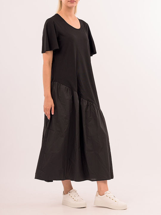 Forel Maxi Φόρεμα με Βολάν Μαύρο