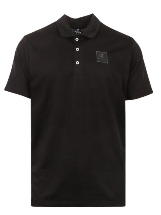 Champion Bluza Bărbătească cu Mânecă Scurtă Polo BLACK