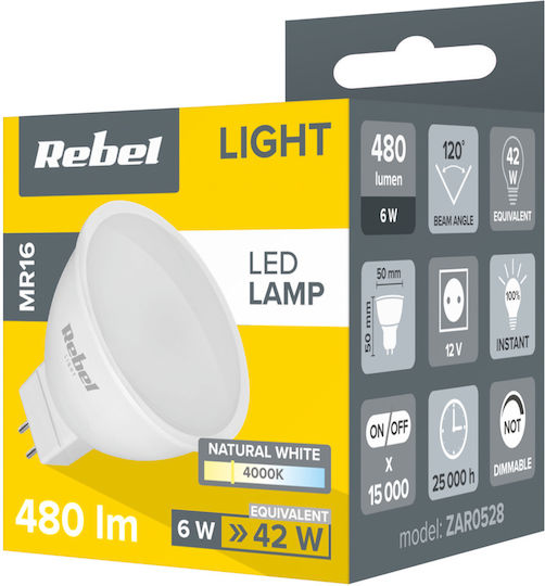 Rebel LED Bulb 6W and Shape MR16 Natural White