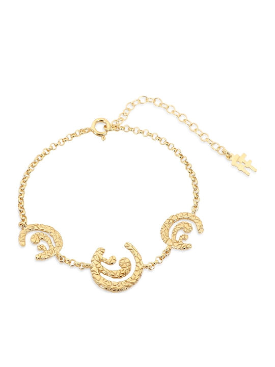 Folli Follie Wavy Flair Brățară Pentru Femei Lanț Din Argint Placat Cu Aur 17cm