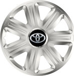 Versaco Auto Radkappen Set mit Marke Toyota 4Stück 15" Silber/Silber