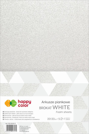 Happy Color Karton Glitzer No2 5 Blätter 20x30cm. Weiß