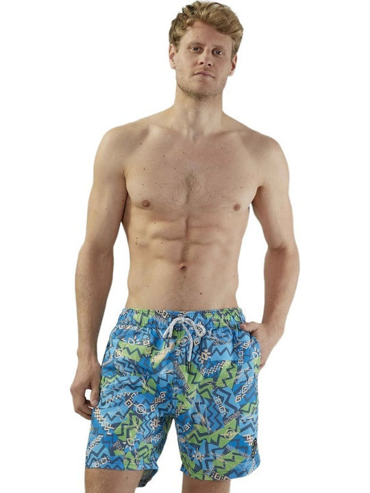 Surf Tribe Men's Swimwear Shorts Blue with Patterns