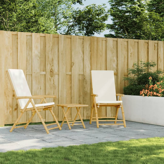 Outdoor-Stuhl Bamboo Cream mit Kissen 2Stück 77x55x99εκ.
