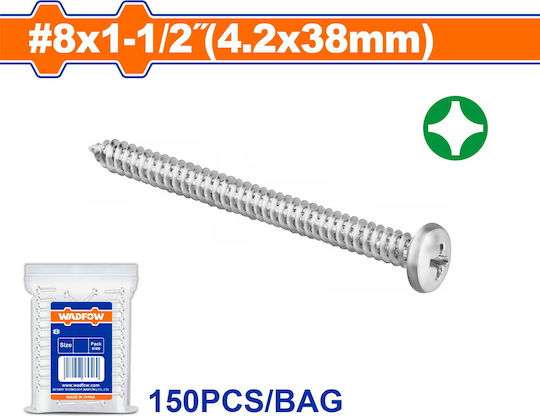 Wadfow Sheet Metal Screw Phillips Galvanized with Diameter M4.2 and Length 38mm 150pcs