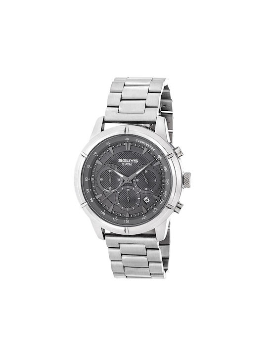 3Guys Watch Chronograph Battery with Silver Metal Bracelet