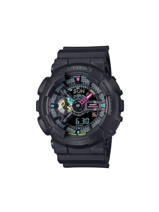 Casio Digital Uhr Chronograph Batterie mit Schwarz Kautschukarmband