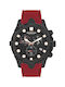 Quantum Hunter Watch Chronograph Battery with Red Rubber Strap