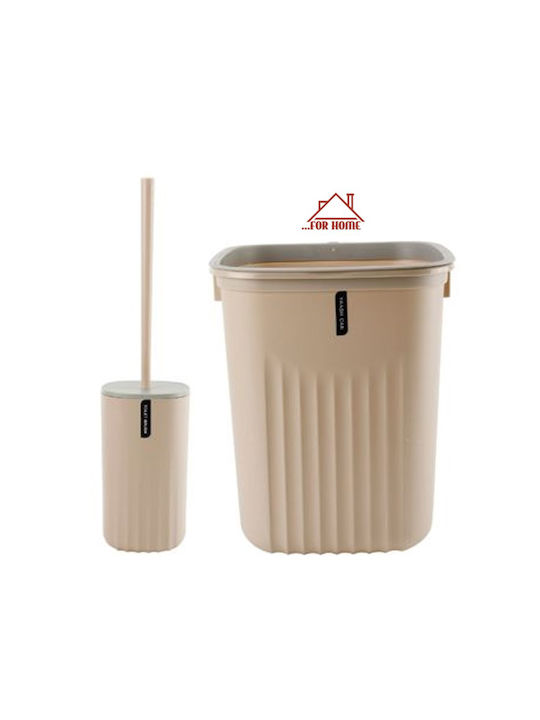 ForHome Plastic Toilet Brush and Basket Set 5lt Beige