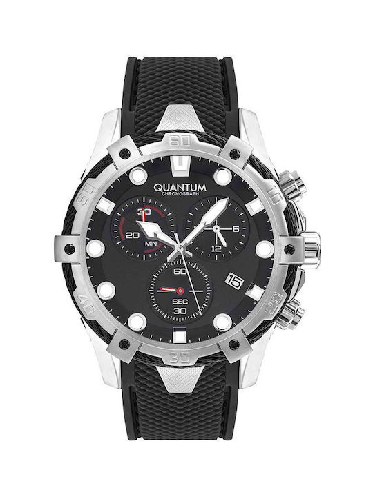 Quantum Hunter Watch Chronograph Battery with Black Rubber Strap