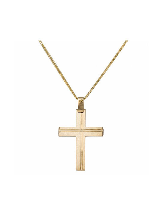 Herren Gold Kreuz 14K mit Kette