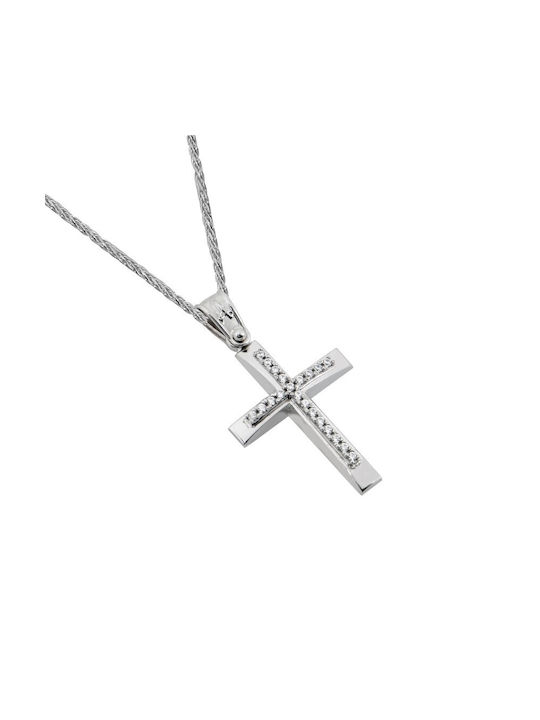 White Gold Cross 14K with Chain