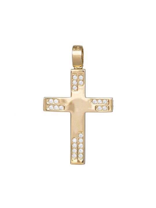 Women's Gold Cross 14K Double Sided Αρραβώνα