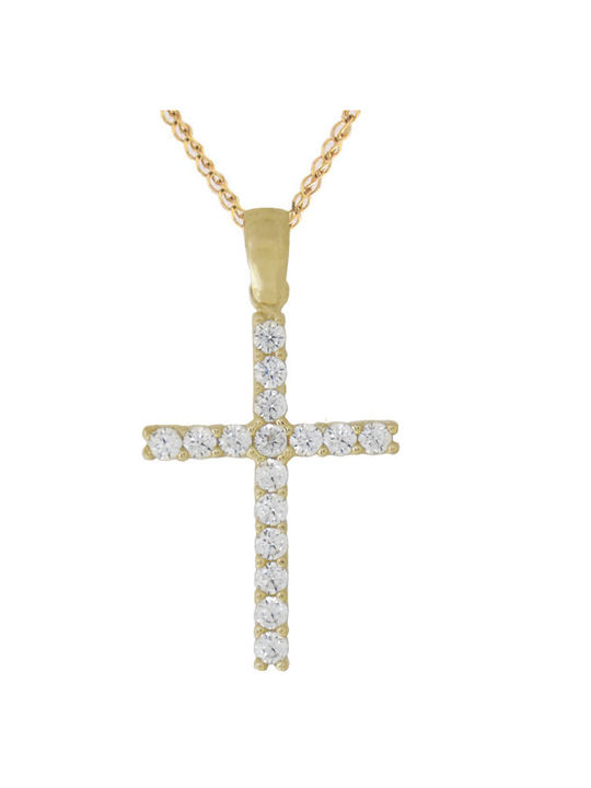 Damen Gold Kreuz 14K mit Kette