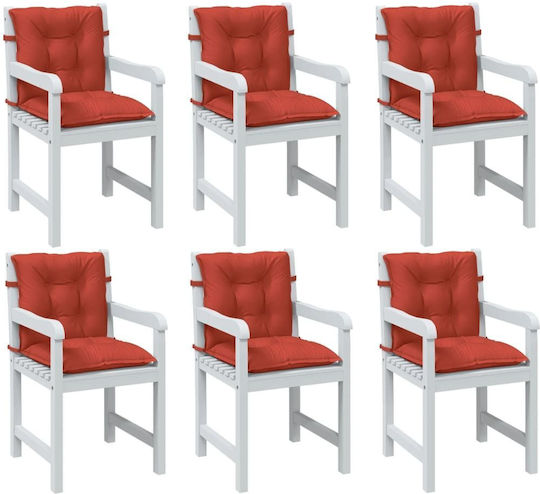 vidaXL Garden Chair Cushions Red 6 Pieces 50x100cm