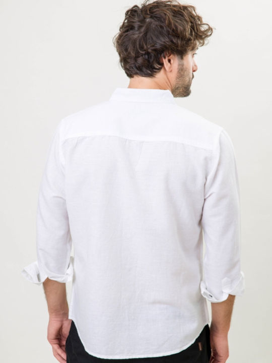 Natural Line Men's Shirt Long Sleeve Linen White