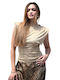 Zilan Women's Blouse Sleeveless Drape Beige