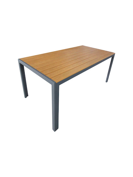 Τραπέζι Εξωτερικού Χώρου Polywood με Σκελετό Αλουμινίου Nares Ανθρακί 180x90x72.5εκ.