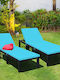 Deckchair Rattan Fiji with Cushion Gray 203x62x33cm.