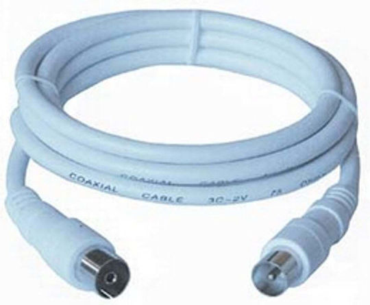 PremiumCord Cablu Antenă Coaxial de sex masculin - Coaxial de sex feminin Alb 2m (ktmf02)