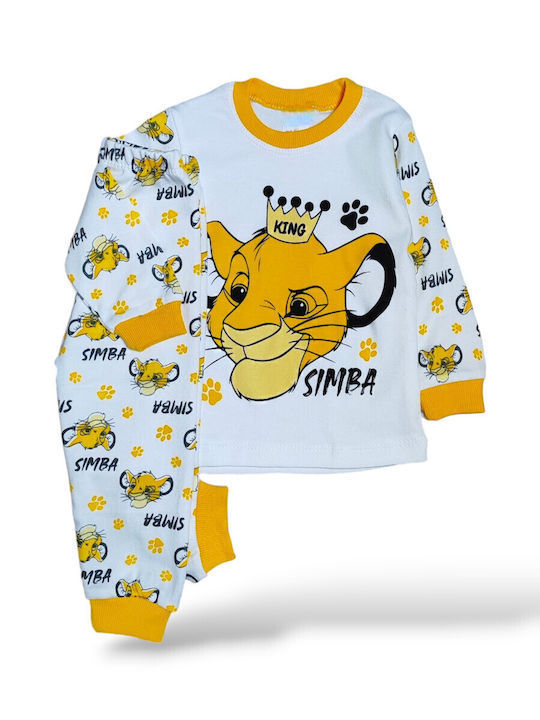 Babydom Kinder Schlafanzug Winterlich White, Yellow