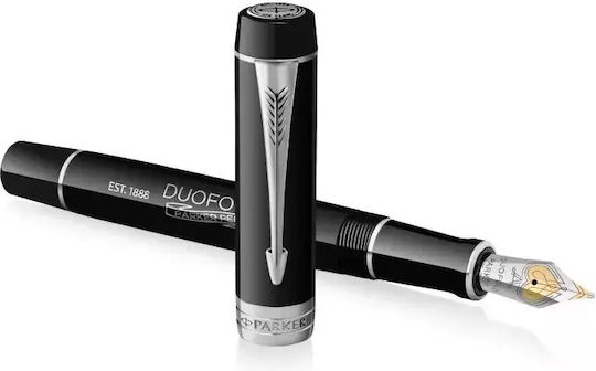 Parker Duofold Fountain Pen Medium 0.8mm Black with Black Ink