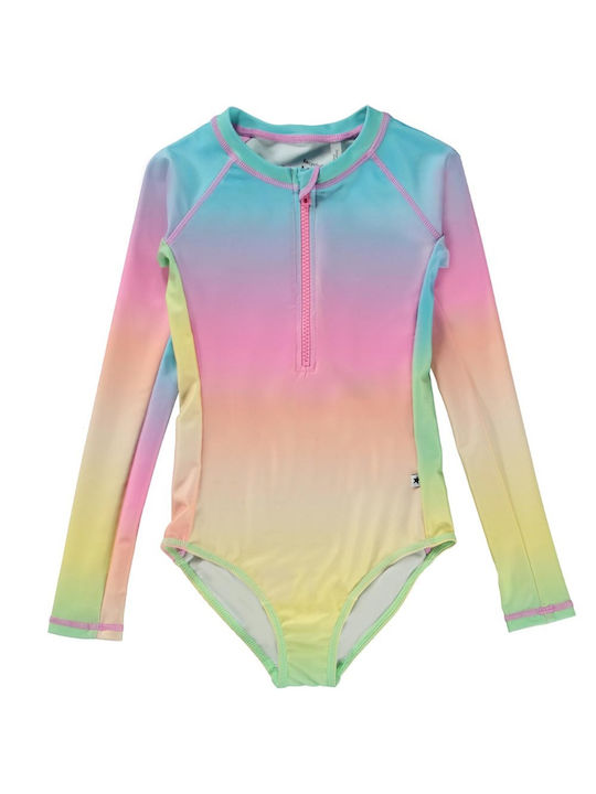 Molo Costum de baie pentru copii Costum întreg anti-UV cu mânecă lungă Sorbet Rainbow