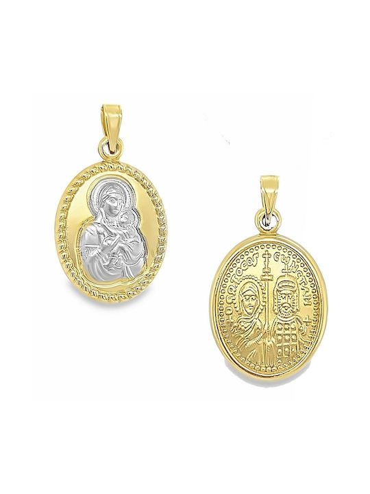 Xryseio Pendant Kids Talisman Double Sided Constantine from White Gold 9K KN1098