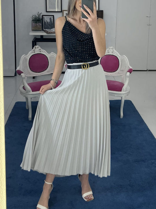 Pop & doll Pleated Maxi Skirt in Gray color