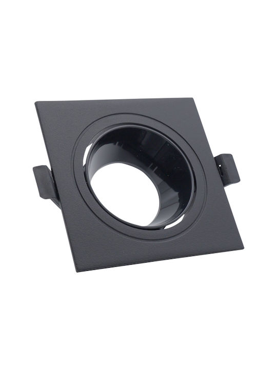 Τετράγωνο Μεταλλικό Πλαίσιο για Σποτ GU10 σε Μαύρο χρώμα 9x9cm