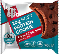 Fit Spo Μπισκότα Πρωτεΐνης Βρώμης Soft Protein Cookie με Κομματάκια & Γέμιση Triple Chocolate Χωρίς Ζάχαρη 10τμχ 70gr