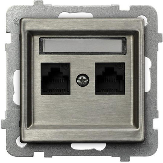 Ospel Front Double Telephone Socket Silver GPT-2RMN m 37