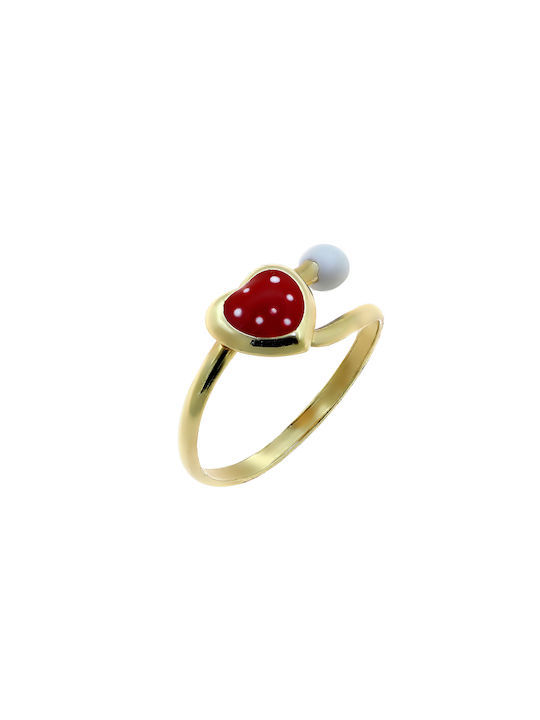 Heart Ring Gold K9 Enamel P-65458 Yellow Gold K9