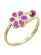 Inel cu floare aurie, email K9 P-65461, aur galben K9