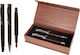 Cresco Pen Set Ballpoint with Fountain Pen made of Steel Brown