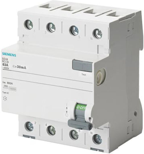 Siemens Ρελέ Ράγας Διαρροής 40A Τετραπολικό