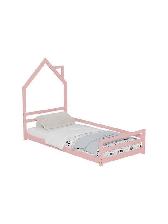 Παιδικό Κρεβάτι Montessori Μονό Ροζ για Στρώμα 90x190cm