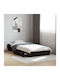 Single Wooden Black Bed Base with Slats for Mattress 75x190cm