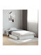 Single Wooden White Bed Base with Slats for Mattress 75x190cm