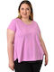 Potre Damen Bluse Baumwolle Kurzärmelig Pink