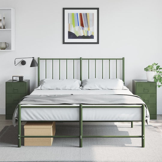 Metal Bedside Tables Green Set of 2 34.5x39x62cm