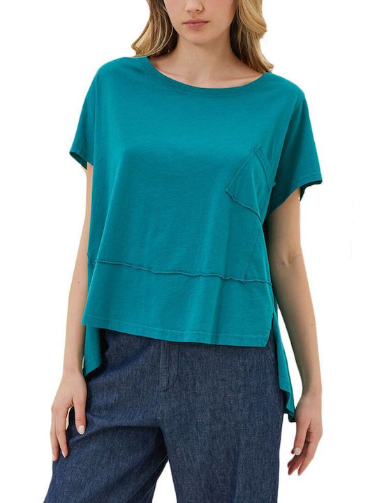 Namaste Women's Blouse Cotton Short Sleeve Green