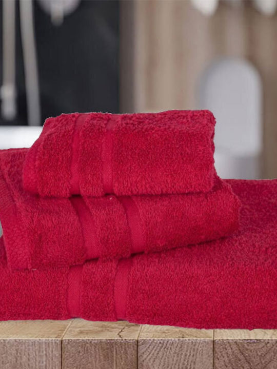 SpitiBazaar Πετσέτα Προσώπου Cozy Soft Line 50x90εκ. Κόκκινο Βάρους 500gr/m²