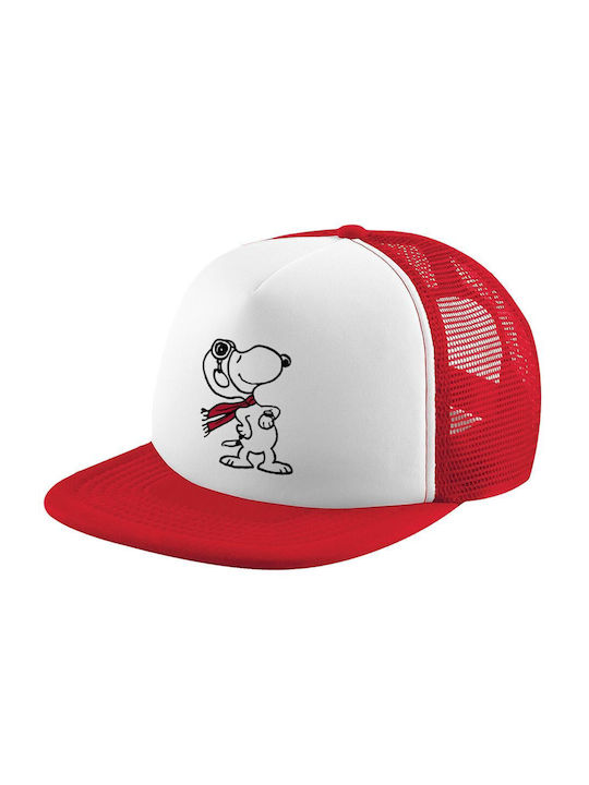 Koupakoupa Παιδικό Καπέλο Jockey Υφασμάτινο Snoopy Ο Πιλότος Λευκό